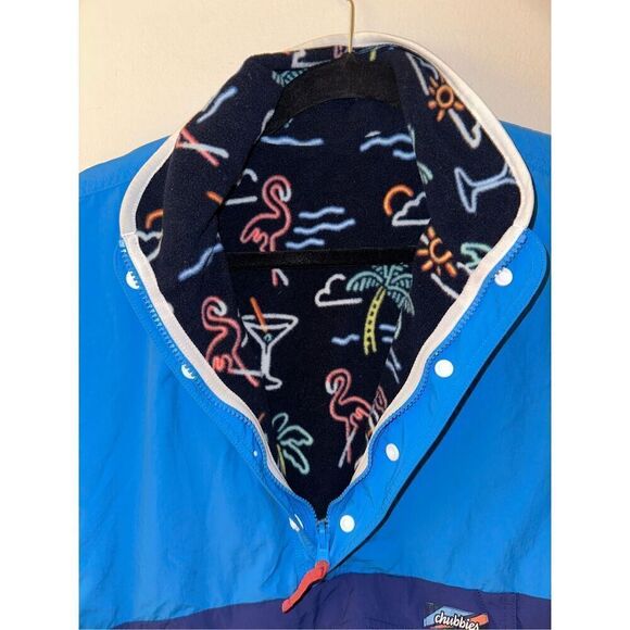Chubbies Neon Cocktail Reversible Fleece Pullover Jacket Windbreaker Tropica Siz - Picture 4 of 7